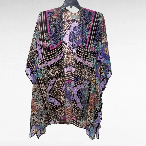 By Anthropologie Women’s One Size Sheer Burnout Kimono Bohemian Whimsigoth - Picture 4 of 16